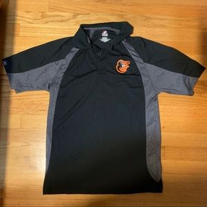 Majestic Baltimore Orioles MLB Short Sleeve Polo Shirt Black Gray Men's Medium
